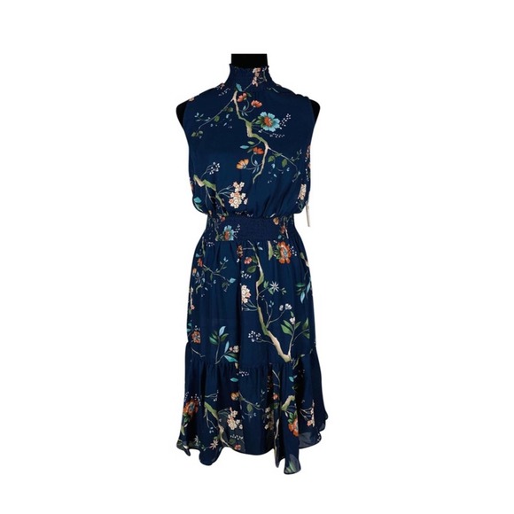 Nanette Lepore Dresses & Skirts - Nanette Lepore, navy floral mock neck dress 0843 (blue)